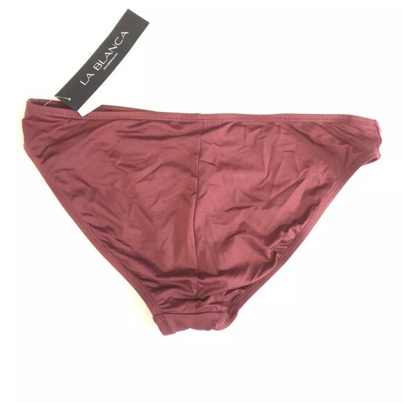 La Blanca, Women’s Island Goddess Solid Hipster Burgundy Bikini Bottom, Size 8 - Picture 2 of 3